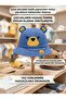 Baby Boy and Child Blue Teddy Bear Figured Earflap Bucket Sun Hat with Elastic under Chin
