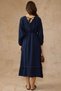 Women's Navy Blue Stylish Pearl Detailed Long Sleeve Lined Summer Premium Muslin Dress - 2