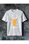 Wanderlust Deer Printed Oversize T-Shirt