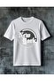 Psm World Logo Black Printed Oversize T-Shirt