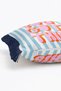 Pink Lettered Striped Fringed Throw Pillow Cover Navy Blue Tasseled Retro Pillowcase - 6