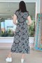 Double-Breasted Collar Skirt Pleated Viscose Dress 6Y230 - 2
