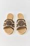 Women's macrame knit detailed slipper brown - 3