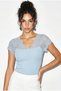 Women's Baby Blue Lace V-Neck Bodycon Blouse 36012 60286290 - 3