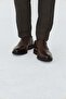 Brown genuine leather lace-up men's classic shoes - 3