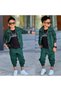 Boys' 3-Piece Green Tracksuit Set – Printed Zip-Up Top and Jogger Bottom 60290-Y - 3