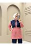 Women's 2 Piece Denim Set Long Tunic and Wide Pants Casual Combination N-05520 _ Pink - 2