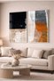 Black and Tile Textured Modern 2-Piece Glass Painting Set - White Metal Framed Home and Office Painting