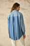 Lace Detailed Asymmetrical Textured Blue Shirt 0133 - 5