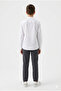 Boy's White Long Sleeve Shirt with Turn-Down Collar - Folded Sleeves, 100% Cotton (if the Size Is Small, Order One Size Larger) - 8