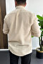 Men's Muslin Fabric Cotton Shirt Cream Edw488 - 3