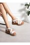Tavello White Genuine Leather Women's Sandals - 2