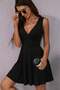 Women's Straps Double Breasted Collar Short Janjan Crepe Dress