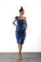 One-Shoulder, Sequined, Front Drape Detail, Knee-Length Lined, Evening Dress, Stylish Dress - 6
