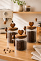 3-Piece 570 ml Glass Jar Set with Acacia Lid, Heart Handle, Spoon, Coffee, Sugar, Spice, Nuts Storage Container - 2