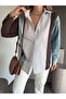 Design Jean Garnished Detailed Striped Shirt - 2