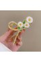 Women's Gold Metal Daisy Figured Enamel Embellished Clasp Buckle - Aesthetic Summer Hair Accessory - 4