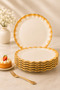 Real Gold Gilded 6 Pieces 21 cm Wavy Cake Plate Dessert Presentation Set