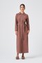 Women's Contrast Stitched Shirt Dress Brown 31347