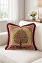 Tree of Life with Birds Pattern Fringed Throw Pillow Cover - Burgundy Tassel Tapestry Pillowcase