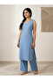 BLUE KANTA STITCH DESIGN STIPED DESIGN COTTON SALWAR WITH PLAIN STRAIGHT CUT BOTTOM