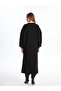 Women's Modest Black Ruffled High Neck Sweatshirt Dress - 3
