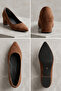 Women's Tan Brown Suede Low Thick Heeled Pointed Toe Casual and Office Shoes - Comfortable Inside - 4