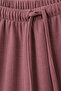 Plum Linen Look Elastic Waist Palazzo Trousers - 3