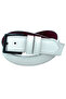 White Faux Leather Double Stitched Vein Patterned Model 4 cm Sports Belt // Xd-9016-11-St - 4