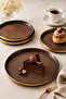 Brown Sparkling Glass Cake Plate with 6 Gold Edges - - 4