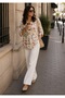Women's Patterned High Collar Loose Cut Summer Tunic Shirt Blouse