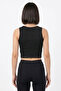 Women's Black and White Detailed Design Crop Tank Top Non-Marking Stretchy Fabric - 5