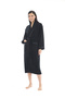 Gaia Şalyaka Women's Bathrobe - with Belt - Black 100% Cotton
