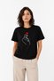 Women's Korean Finger Heart Love Themed Minimal Printed T-Shirt Summer Short Sleeve T-Shirt - Black Mariposa Se - 2