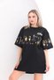 Women's Short Sleeve Summer T-Shirt Crew Neck Printed Oversize T-Shirt - Black - 4