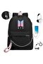 Kpop Backpack with USB Charging Port & Headphone Jack, Casual Daypack for Students