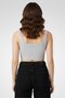 Women Round Neck Sleeveless Graphic Print Crop Tank Top, Grey - 4