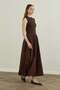 Gathered Poplin Skirt Brown - 4