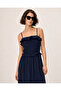 Women's Navy Blue Adjustable Strap Maxi Muslin Dress - 5