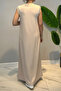 Ribana Detailed Zero Sleeve Long Combed Cotton Dress 13274 Beige - 4