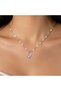 Silver Color Butterfly Figured Stone Elegant Women's Steel Necklace - Elegant Steel Necklace That Does Not Tarnish - 2