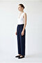 Straight-Leg Comfortable Fit Crepe Trousers - Navy Blue - 4
