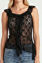 Asymmetric Lace Transparent Blouse Lfw0029 Black - 6