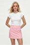 Women's Lined Pink Polka Dot Woven Mini Skirt with Polka Shorts - 2