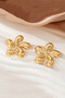 Women's Gold Color Flower Model Earrings Shiny Design Stylish Earrings - 5