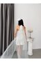 White Tulle Cape Sequin Embroidered Mini Strapless Evening Dress - 7