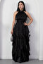 Halter Neck Ruffled Satin Dress Eli̇6073 - 5