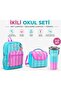 Turquoise Pink Striped Backpack 23771+Thermo Lunch Box 11787+34787 Thermos