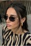 Jeweled Geometric Gold Rimmed Ultra Light Black Women's Sunglasses - 2
