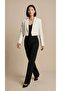 Women's Ecru Regular Fit Double Breasted Crop Blazer Jacket - 5